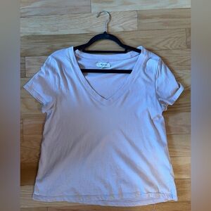 Madewell Dusty Rose Cotton V-neck Tee